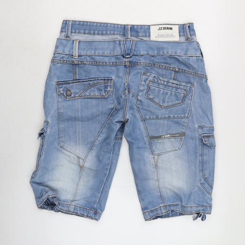 J2Denim Mens Blue Cotton Cargo Shorts Size 32 in L15 in Regular Button