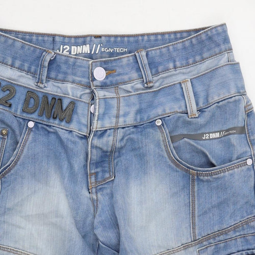 J2Denim Mens Blue Cotton Cargo Shorts Size 32 in L15 in Regular Button