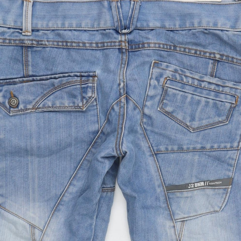 J2Denim Mens Blue Cotton Cargo Shorts Size 32 in L15 in Regular Button