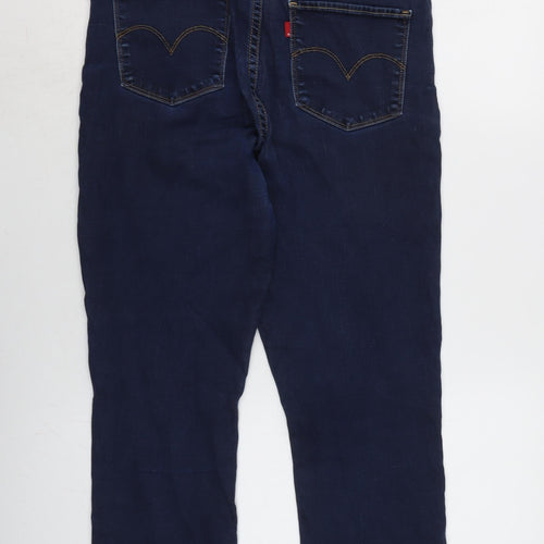 Levis Womens Blue Cotton Blend Straight Jeans Size 30 in L26 in Regular Zip - Raw / tape effect hem.