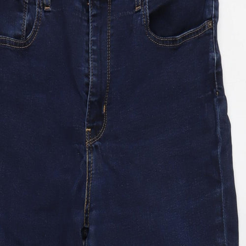 Levis Womens Blue Cotton Blend Straight Jeans Size 30 in L26 in Regular Zip - Raw / tape effect hem.