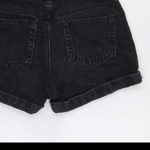 Denim & Co. Girls Black Cotton Boyfriend Shorts Size 9-10 Years Regular Zip
