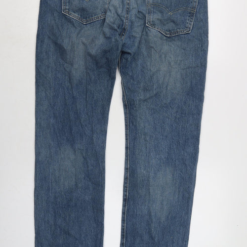 Levis Mens Blue Cotton Straight Jeans Size 33 in L30 in Regular Button