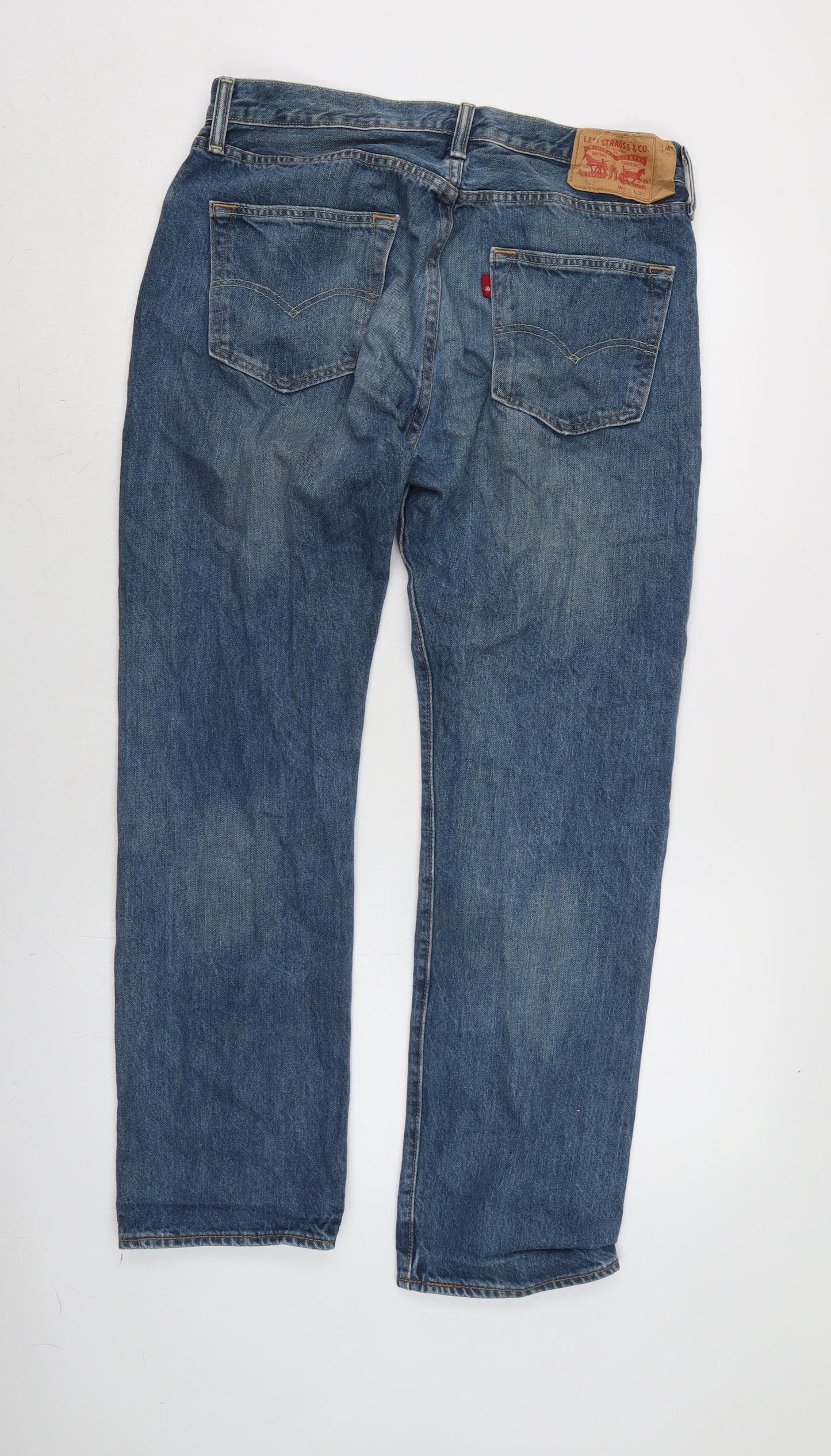 Levis Mens Blue Cotton Straight Jeans Size 33 in L30 in Regular Button