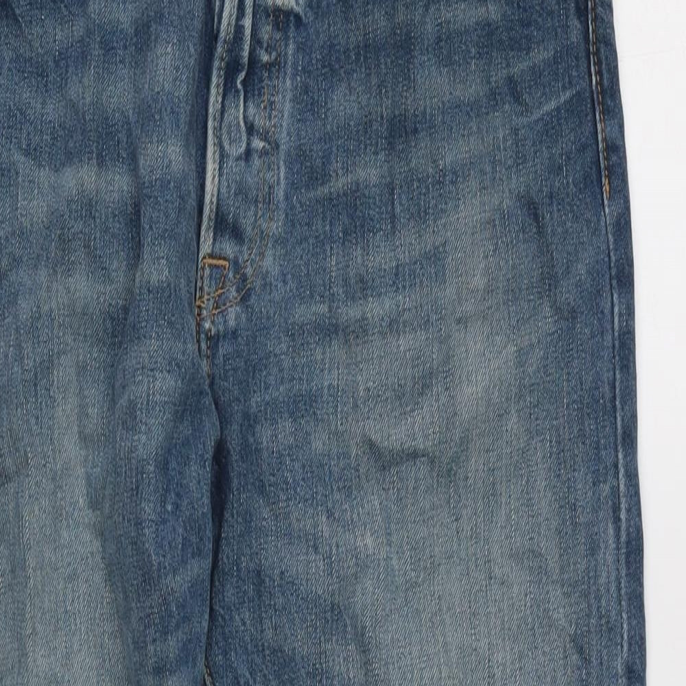 Levis Mens Blue Cotton Straight Jeans Size 33 in L30 in Regular Button