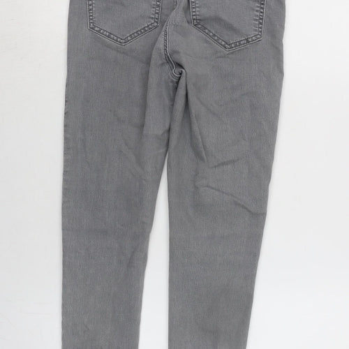 Topshop Womens Grey Cotton Blend Tapered Jeans Size 27 in L25 in Regular Zip