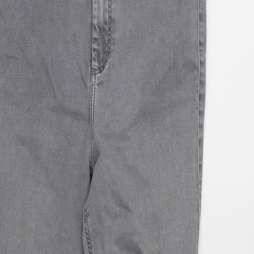 Topshop Womens Grey Cotton Blend Tapered Jeans Size 27 in L25 in Regular Zip
