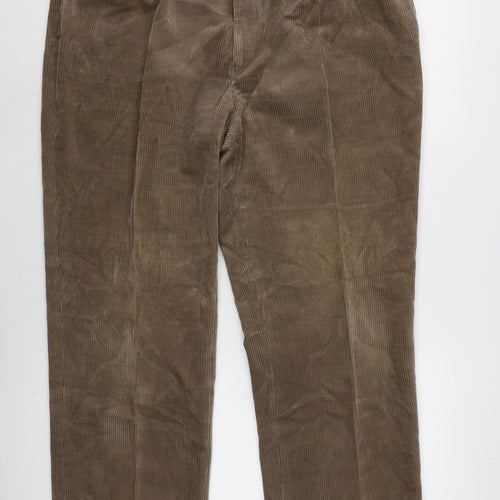 Zantos Mens Brown Cotton Trousers Size 37 in L32 in Regular Zip
