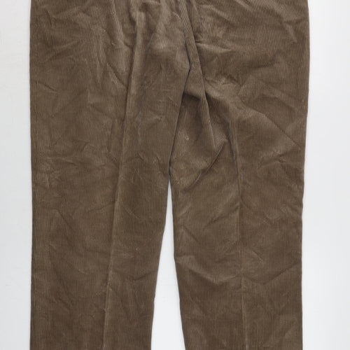 Zantos Mens Brown Cotton Trousers Size 37 in L32 in Regular Zip