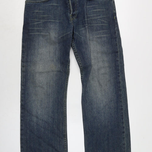 French Connection Mens Blue Cotton Bootcut Jeans Size 32 in L28 in Regular Zip