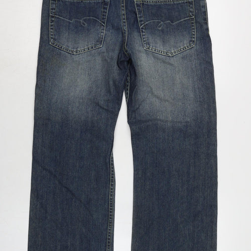 French Connection Mens Blue Cotton Bootcut Jeans Size 32 in L28 in Regular Zip