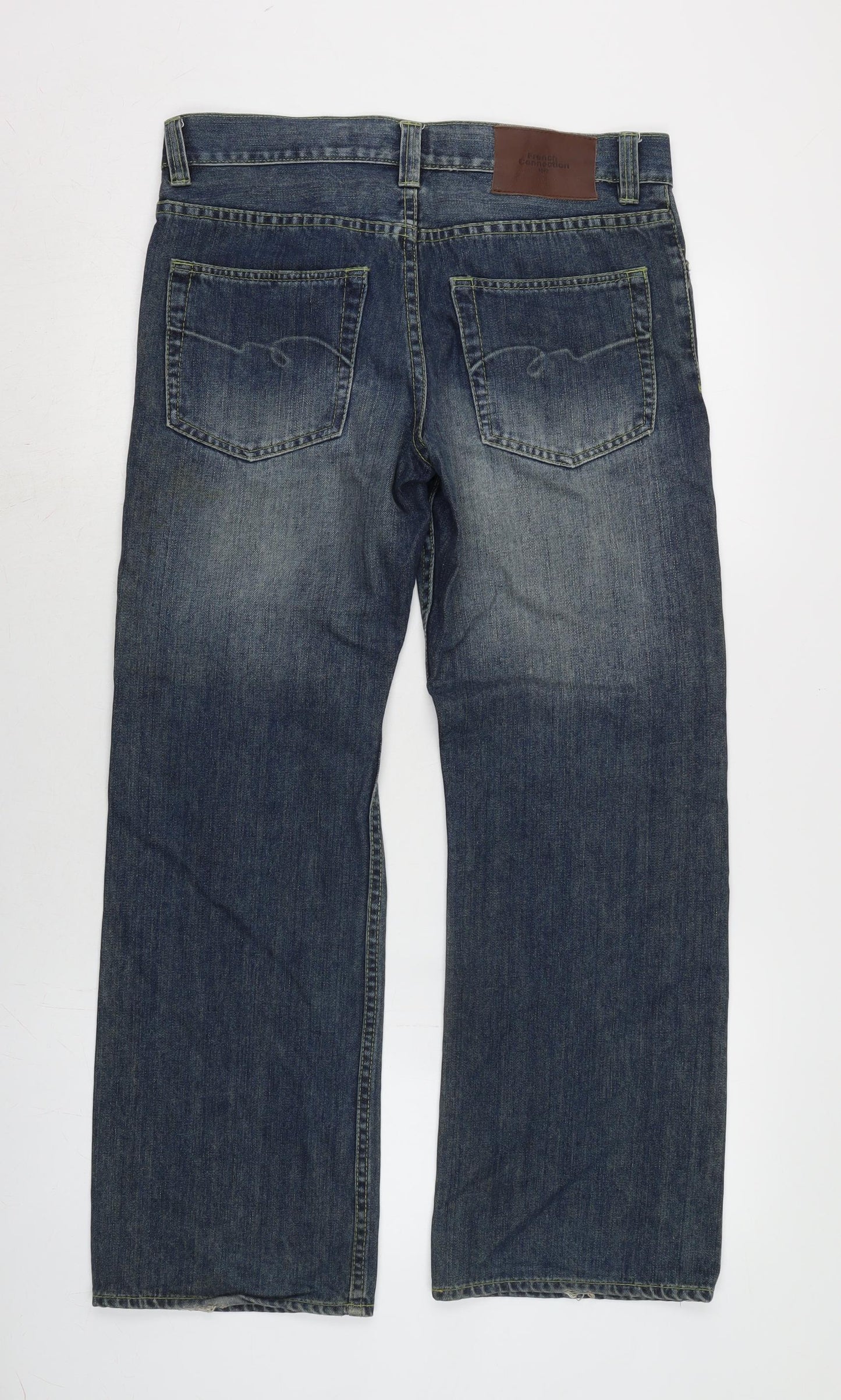 French Connection Mens Blue Cotton Bootcut Jeans Size 32 in L28 in Regular Zip