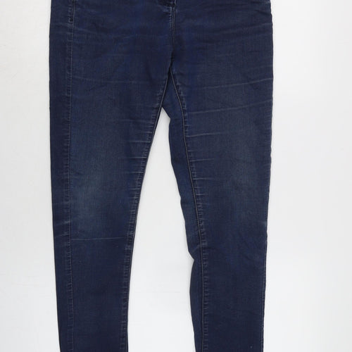 Marks and Spencer Womens Blue Cotton Blend Tapered Jeans Size 10 L28 in Regular Zip