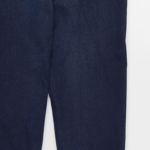 Marks and Spencer Womens Blue Cotton Blend Tapered Jeans Size 10 L28 in Regular Zip