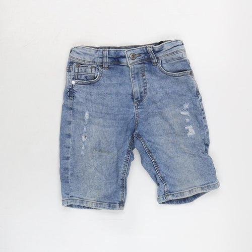 Denim & Co. Boys Blue Cotton Bermuda Shorts Size 7-8 Years Regular Zip - 22In waist- Inside leg 9In.