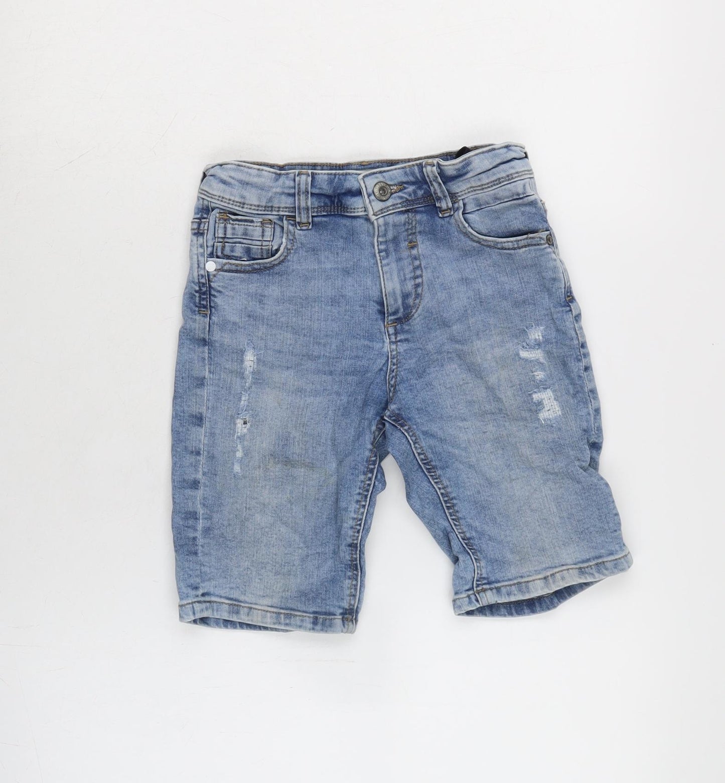 Denim & Co. Boys Blue Cotton Bermuda Shorts Size 7-8 Years Regular Zip - 22In waist- Inside leg 9In.