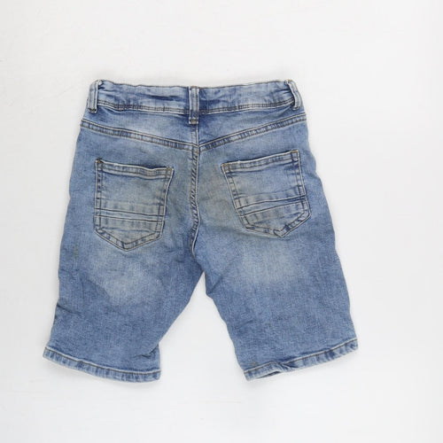 Denim & Co. Boys Blue Cotton Bermuda Shorts Size 7-8 Years Regular Zip - 22In waist- Inside leg 9In.