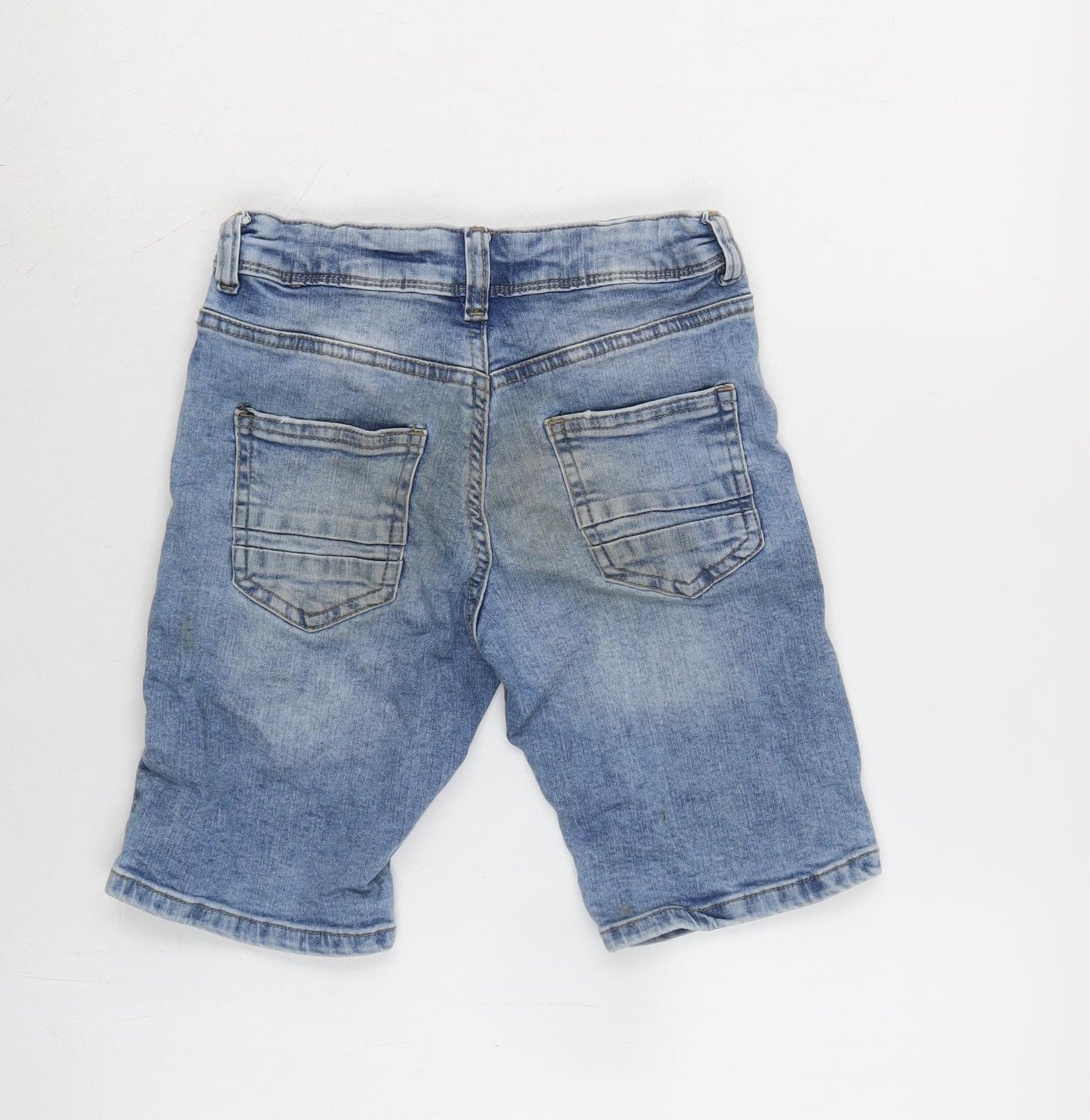 Denim & Co. Boys Blue Cotton Bermuda Shorts Size 7-8 Years Regular Zip - 22In waist- Inside leg 9In.