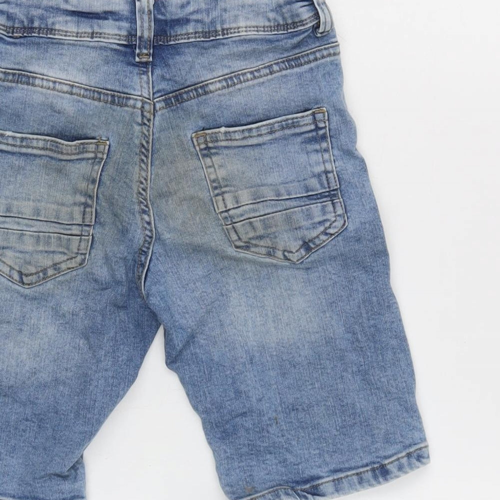 Denim & Co. Boys Blue Cotton Bermuda Shorts Size 7-8 Years Regular Zip - 22In waist- Inside leg 9In.