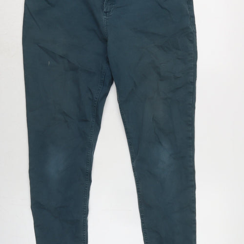 Marks and Spencer Womens Blue Cotton Blend Tapered Jeans Size 14 L26 in Regular Zip
