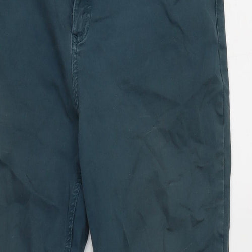 Marks and Spencer Womens Blue Cotton Blend Tapered Jeans Size 14 L26 in Regular Zip