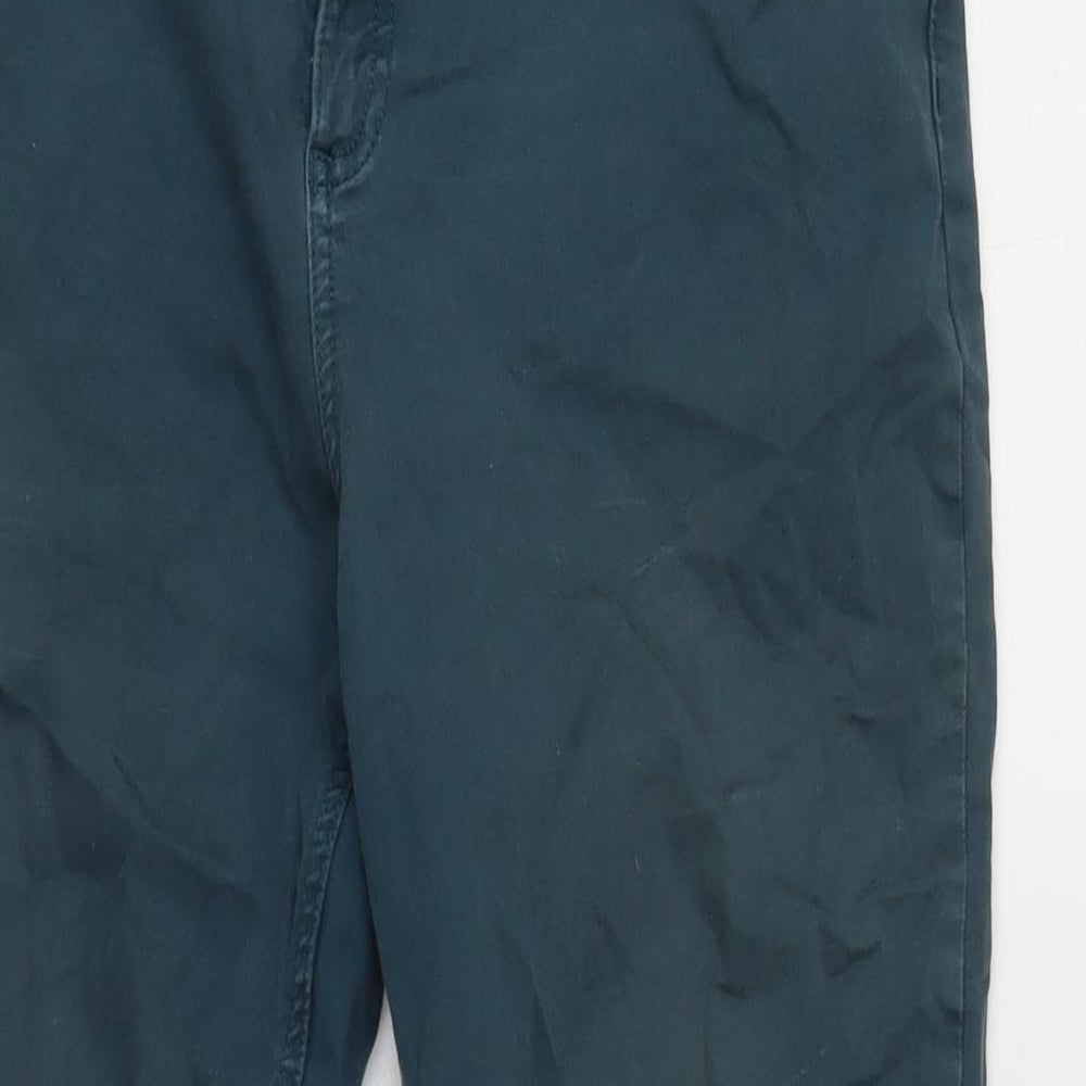 Marks and Spencer Womens Blue Cotton Blend Tapered Jeans Size 14 L26 in Regular Zip