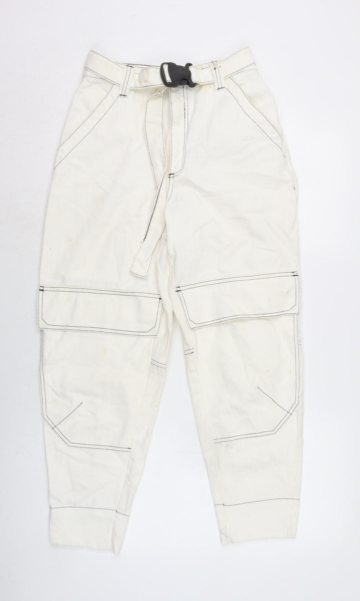 ASOS Womens Ivory Cotton Straight Jeans Size 26 in L25 in Regular Zip