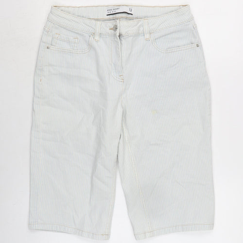 NEXT Womens Blue Cotton Bermuda Shorts Size 12 L14.5 in Regular Zip