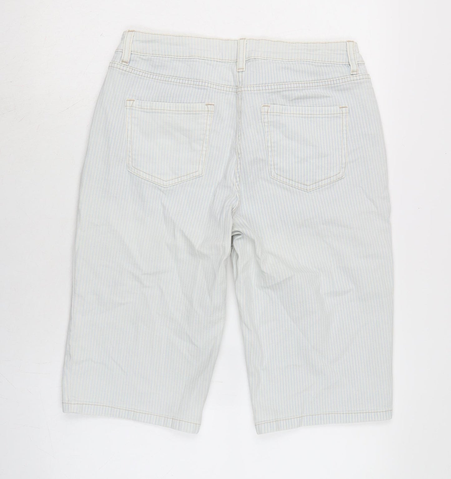NEXT Womens Blue Cotton Bermuda Shorts Size 12 L14.5 in Regular Zip
