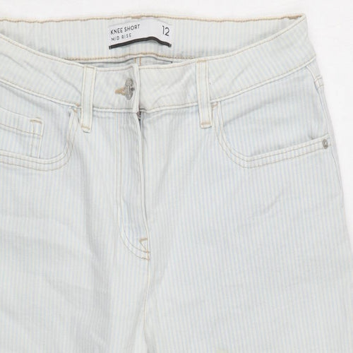 NEXT Womens Blue Cotton Bermuda Shorts Size 12 L14.5 in Regular Zip