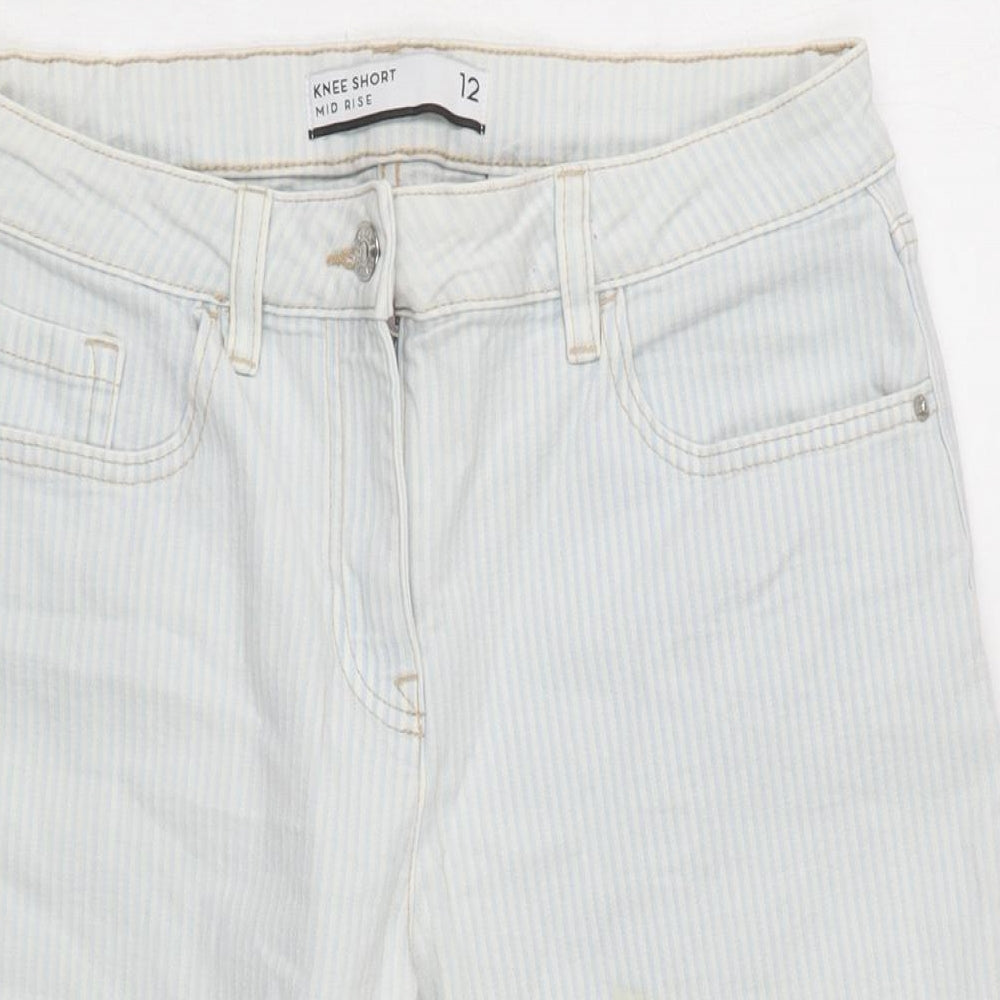 NEXT Womens Blue Cotton Bermuda Shorts Size 12 L14.5 in Regular Zip