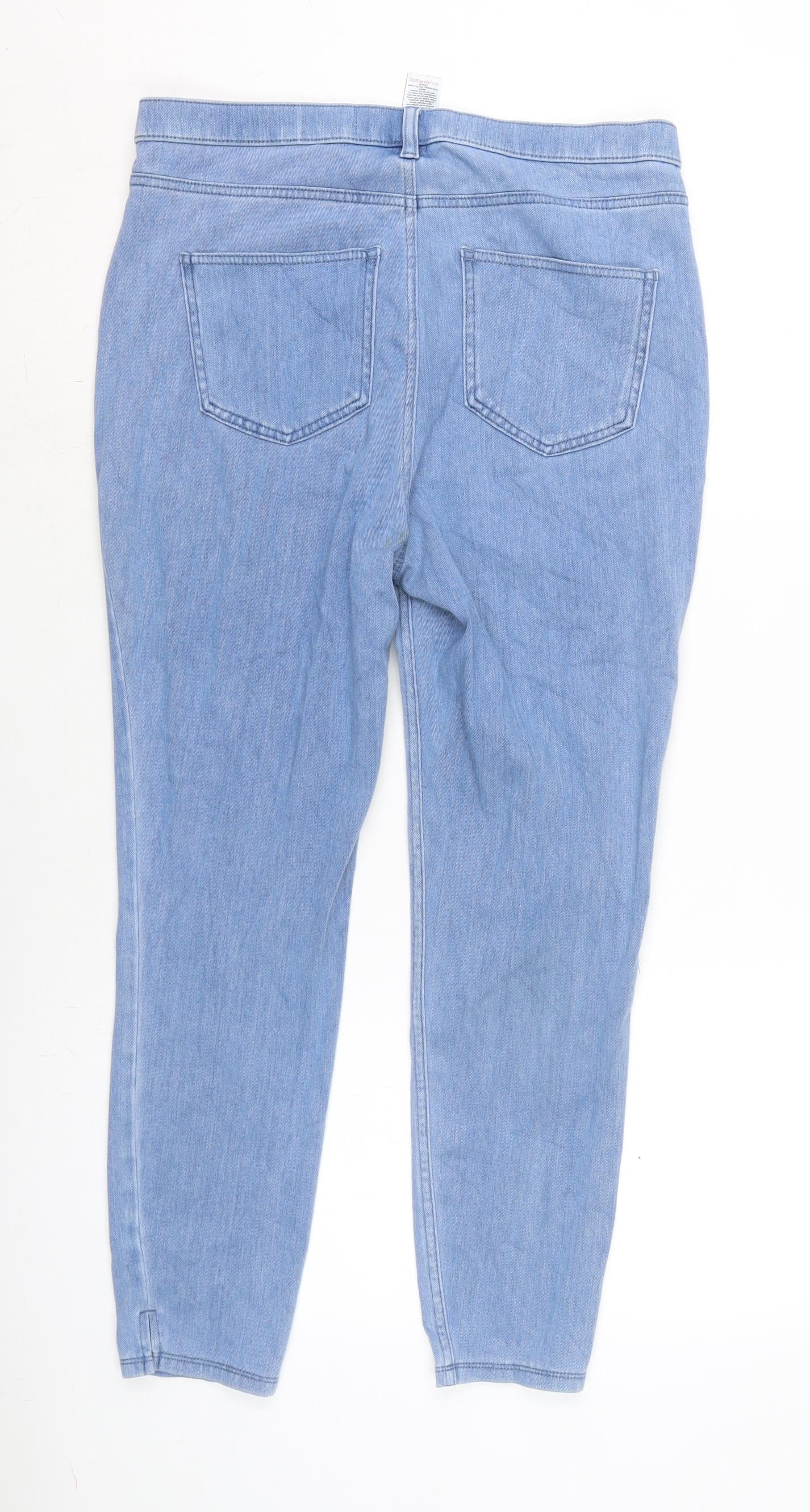 NEXT Womens Blue Cotton Blend Jegging Jeans Size 14 L25 in Regular
