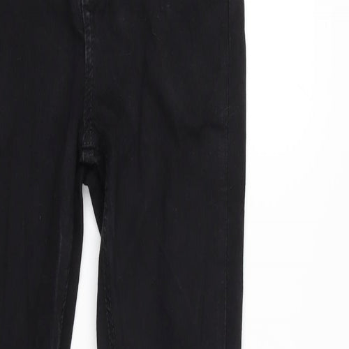 Miss Selfridge Womens Black Cotton Blend Tapered Jeans Size 10 L26.5 in Regular Zip