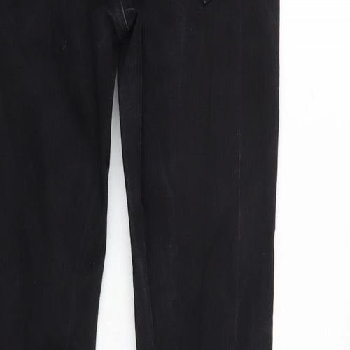 Miss Selfridge Womens Black Cotton Blend Tapered Jeans Size 10 L26.5 in Regular Zip