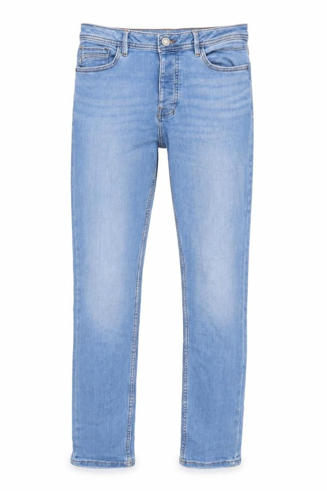 Denim & Co. Mens Blue Cotton Blend Straight Jeans Size 30 in L33 in Regular Button