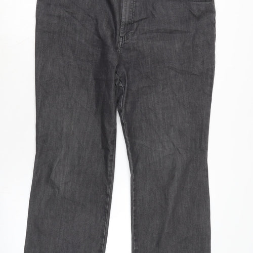 Marks and Spencer Womens Grey Cotton Trousers Size 16 L26.5 in Regular Zip