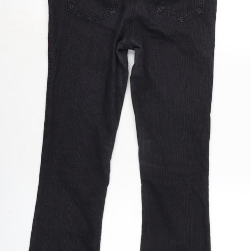 M&Co Womens Black Cotton Blend Bootcut Jeans Size 8 L28 in Regular Zip