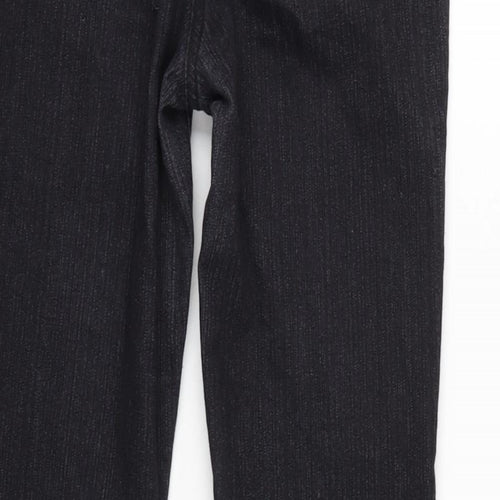 M&Co Womens Black Cotton Blend Bootcut Jeans Size 8 L28 in Regular Zip