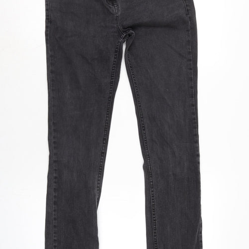 NEXT Womens Grey Cotton Blend Straight Jeans Size 10 L30 in Regular Zip