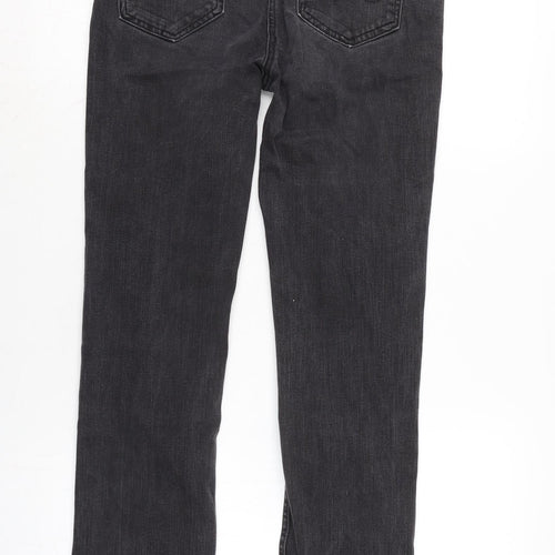 NEXT Womens Grey Cotton Blend Straight Jeans Size 10 L30 in Regular Zip