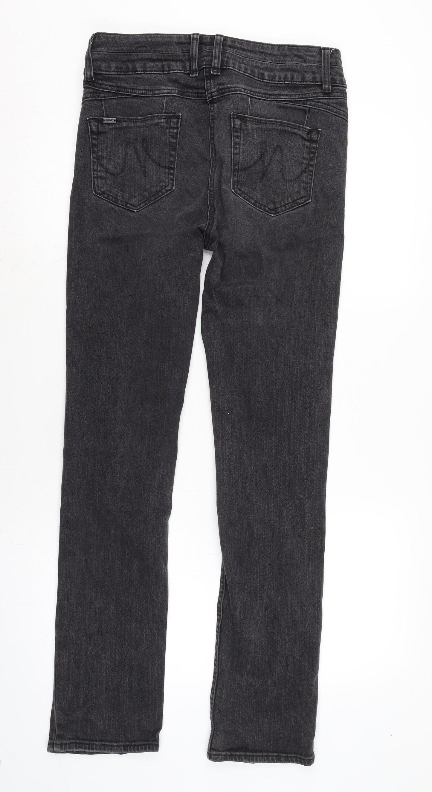 NEXT Womens Grey Cotton Blend Straight Jeans Size 10 L30 in Regular Zip