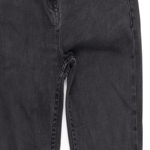 NEXT Womens Grey Cotton Blend Straight Jeans Size 10 L30 in Regular Zip