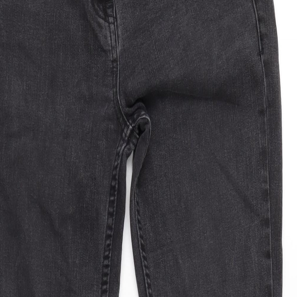 NEXT Womens Grey Cotton Blend Straight Jeans Size 10 L30 in Regular Zip