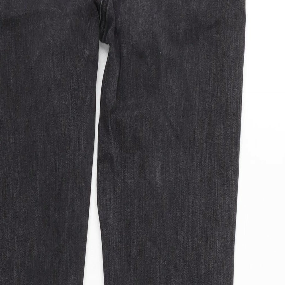 NEXT Womens Grey Cotton Blend Straight Jeans Size 10 L30 in Regular Zip