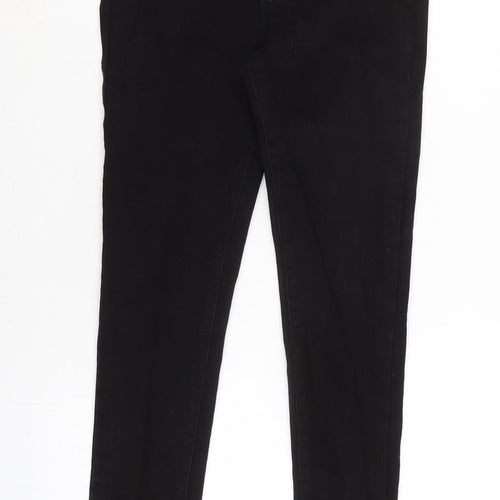 PRETTY LITTLE THING Womens Black Cotton Blend Tapered Jeans Size 8 L28 in Regular Zip