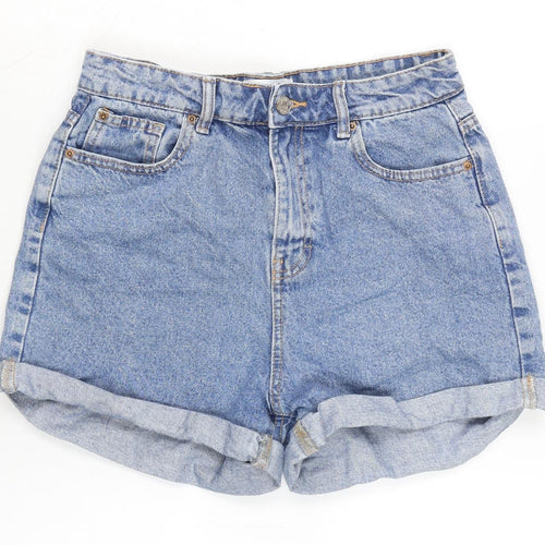 Denim & Co. Womens Blue Cotton Boyfriend Shorts Size 12 Regular Zip