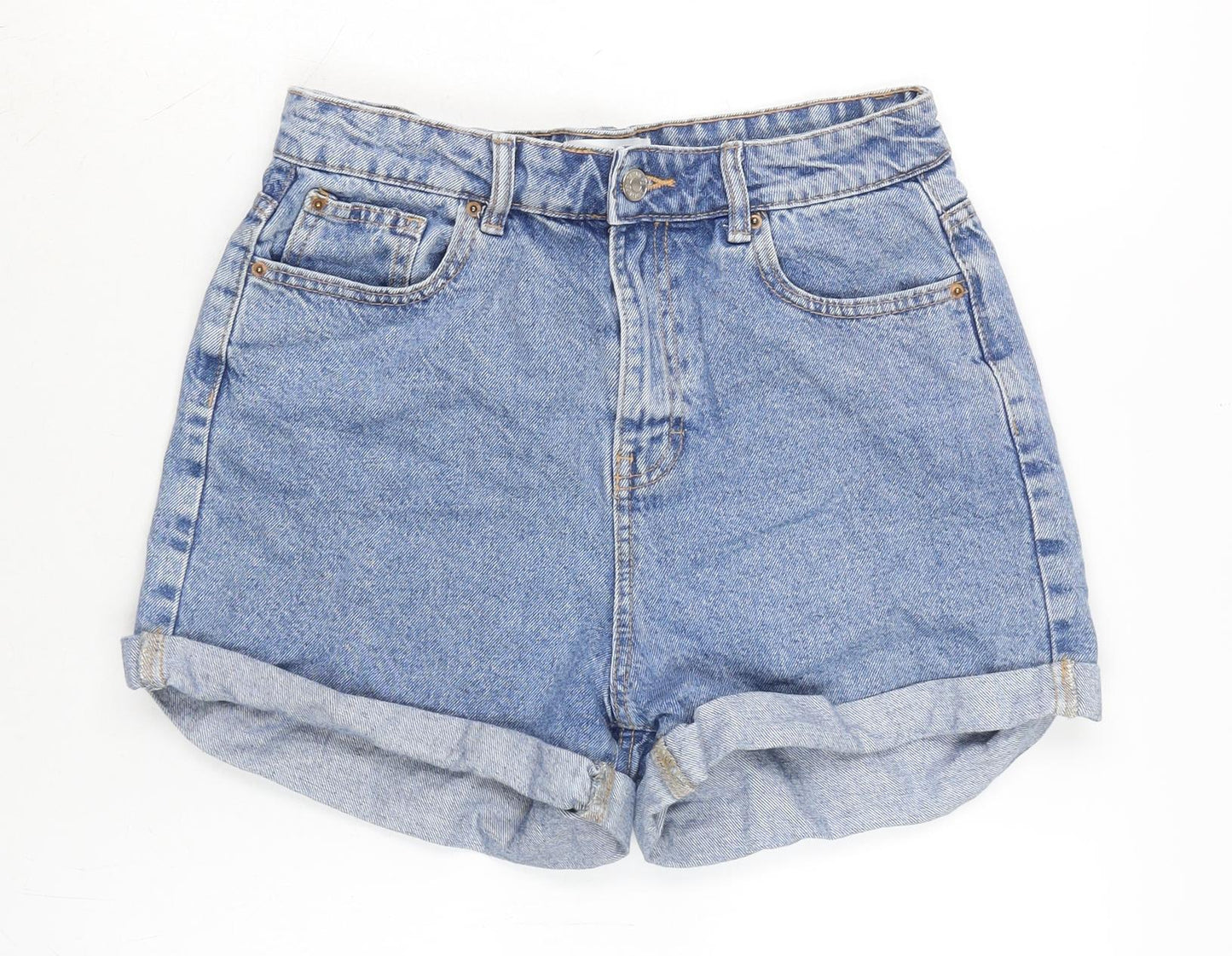 Denim & Co. Womens Blue Cotton Boyfriend Shorts Size 12 Regular Zip