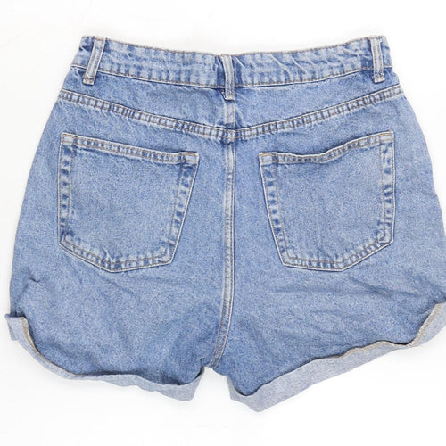 Denim & Co. Womens Blue Cotton Boyfriend Shorts Size 12 Regular Zip