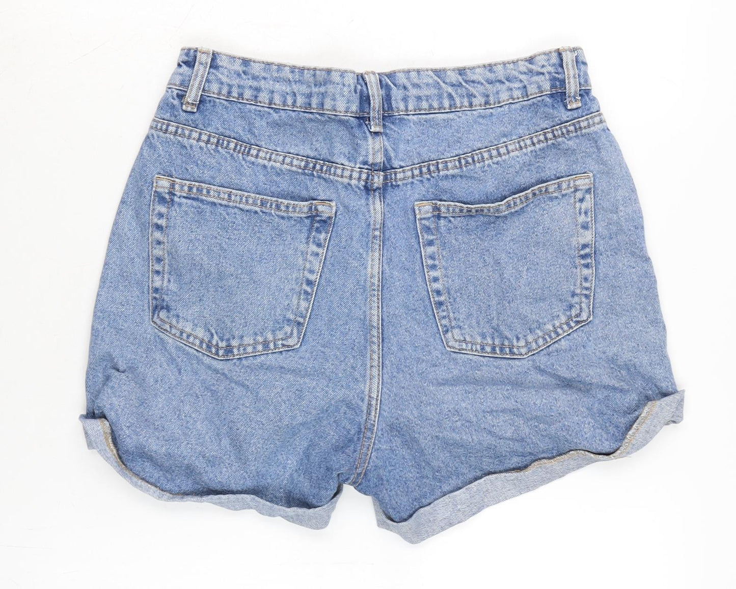 Denim & Co. Womens Blue Cotton Boyfriend Shorts Size 12 Regular Zip