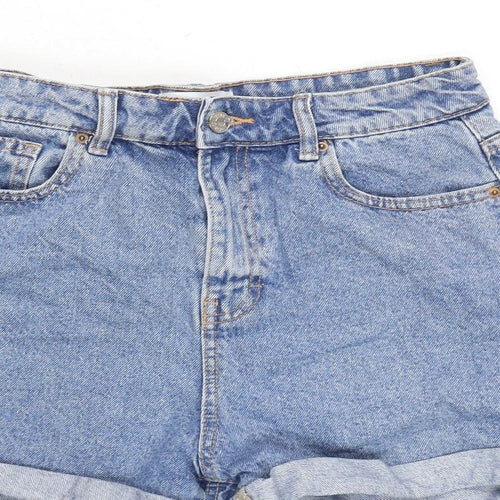 Denim & Co. Womens Blue Cotton Boyfriend Shorts Size 12 Regular Zip